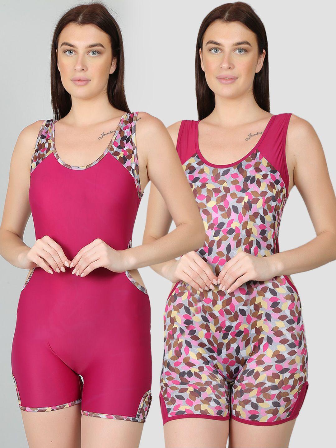 n-gal women pack of 2 printed padded legsuit swimwear