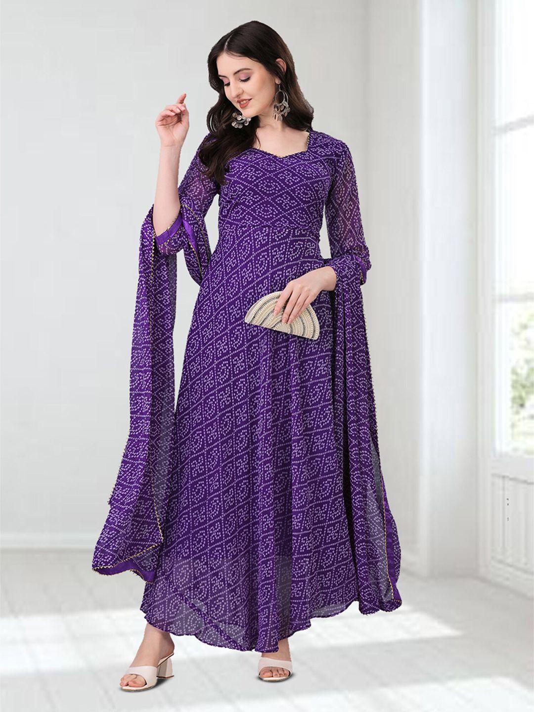 n n enterprise bandhani printed anarkali kurta with dupatta