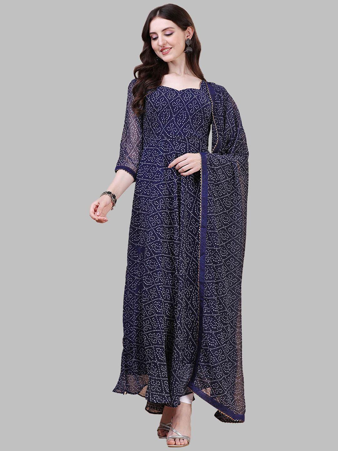 n n enterprise bandhani printed anarkali kurta with dupatta