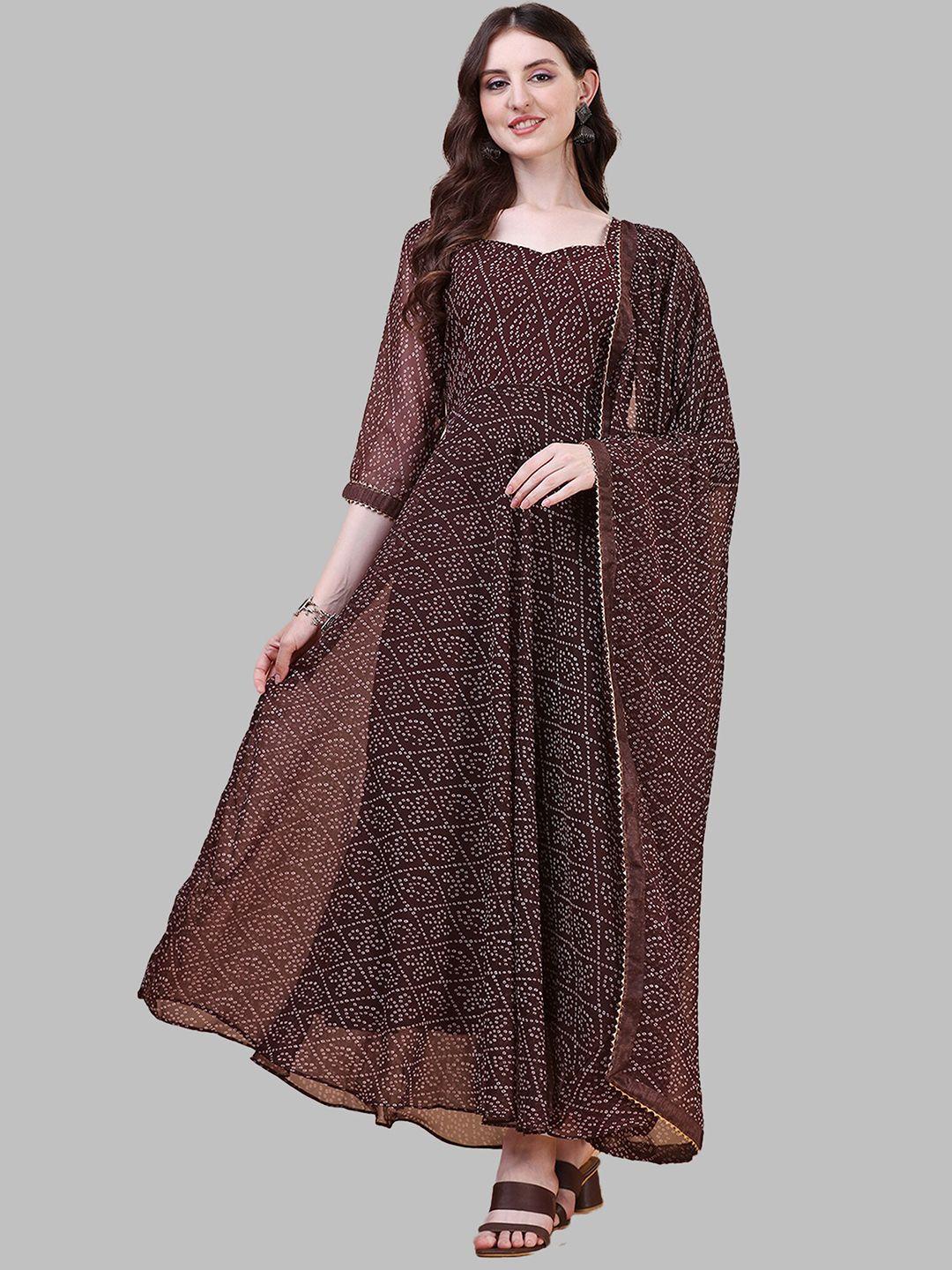 n n enterprise bandhani printed anarkali kurta with dupatta