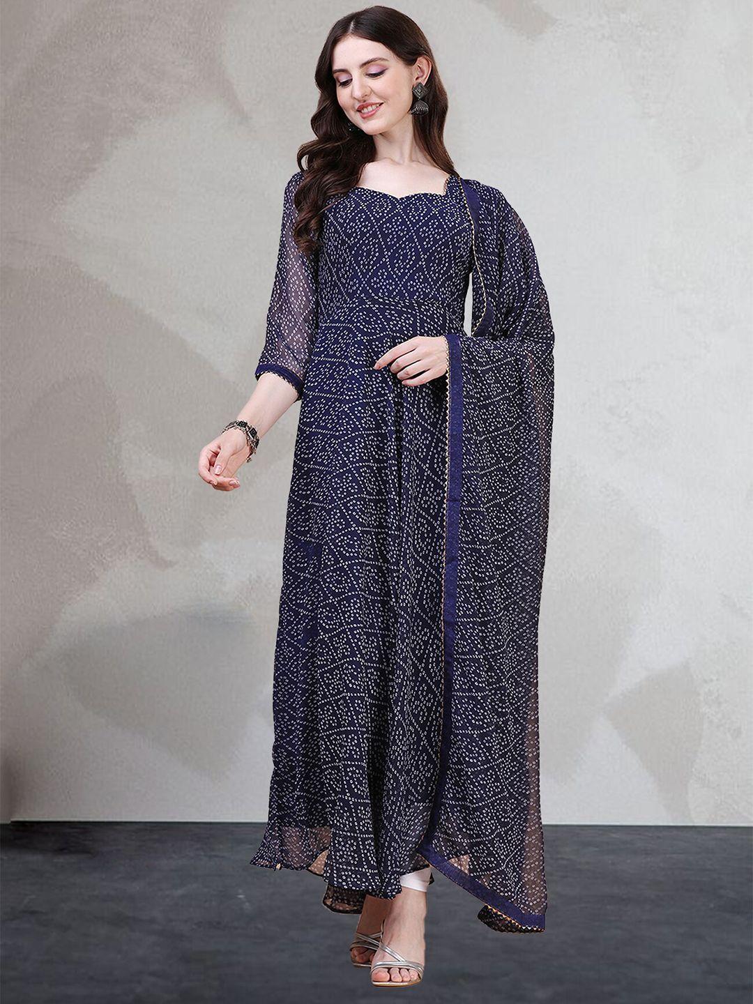 n n enterprise bandhani printed anarkali kurta