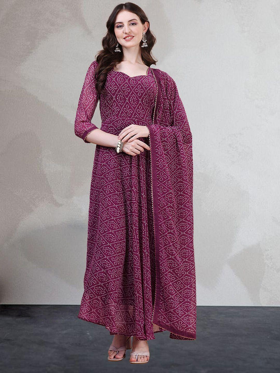 n n enterprise bandhani printed anarkali kurta