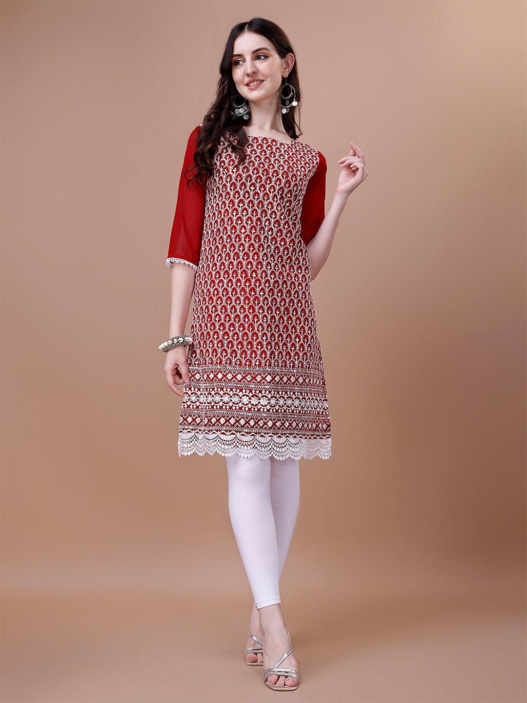 n n enterprise ethnic motifs embroidered straight kurta