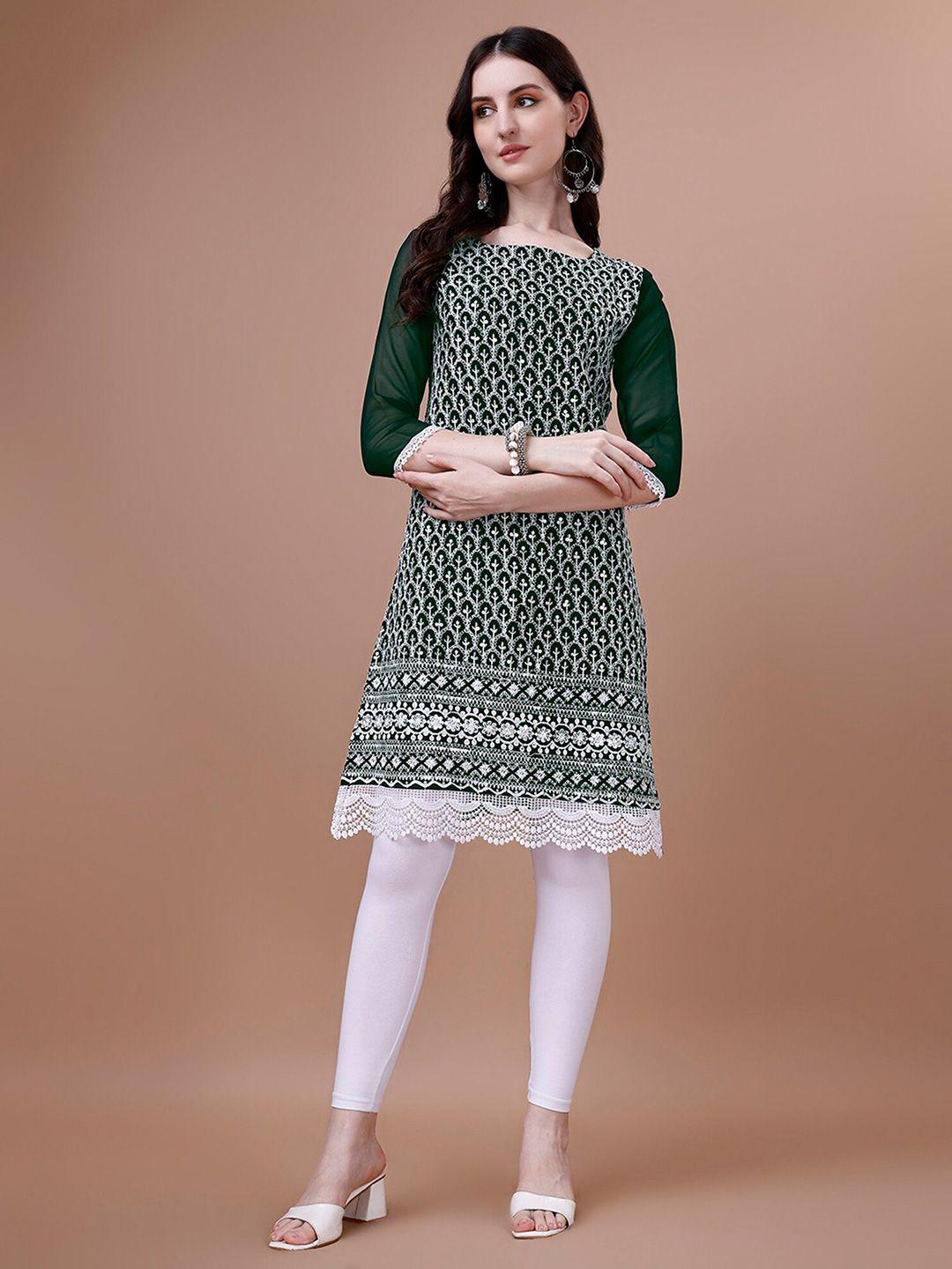 n n enterprise ethnic motifs embroidered straight kurta