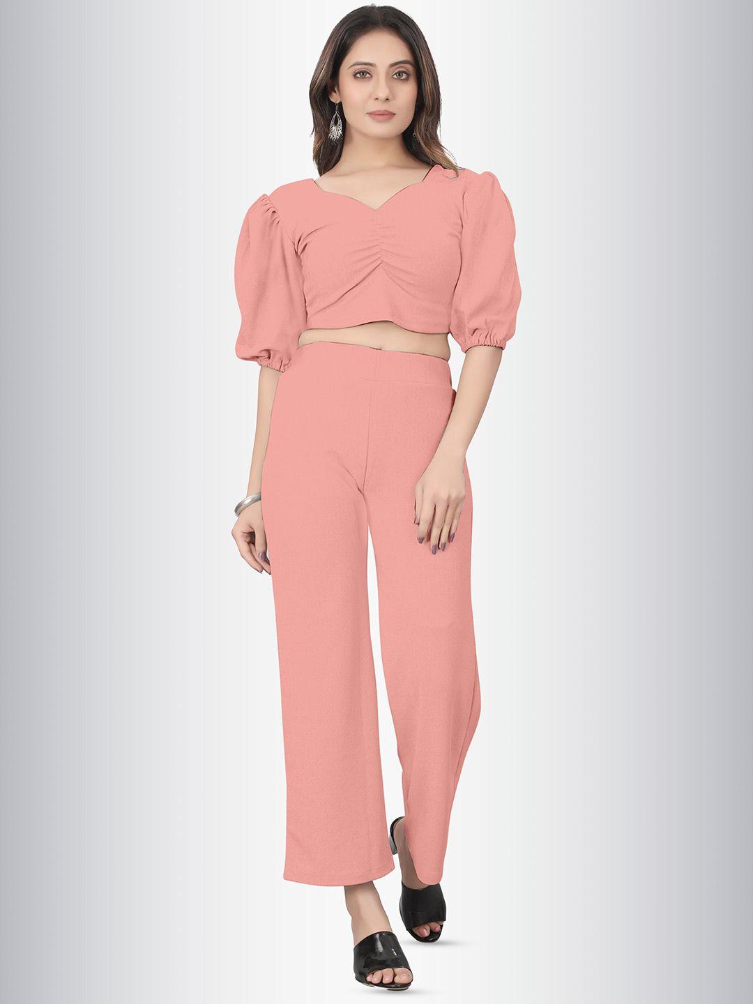 n n enterprise peach-coloured puff sleeve maxi dress