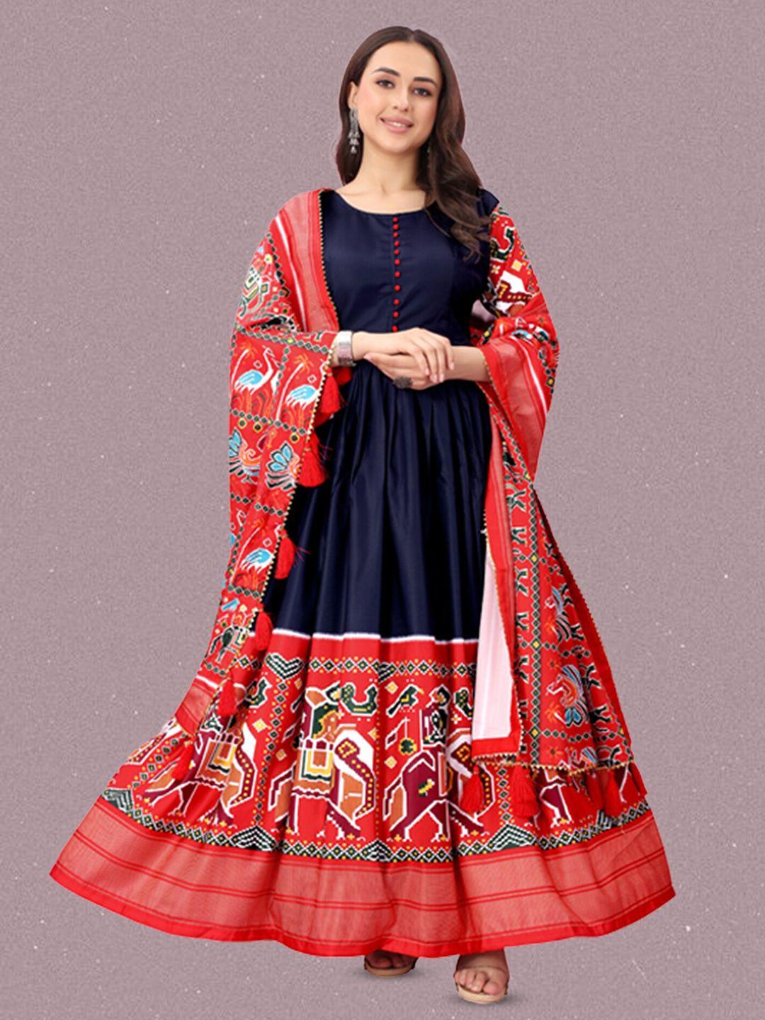 n n enterprise printed anarkali kurta with trouser & dupatta