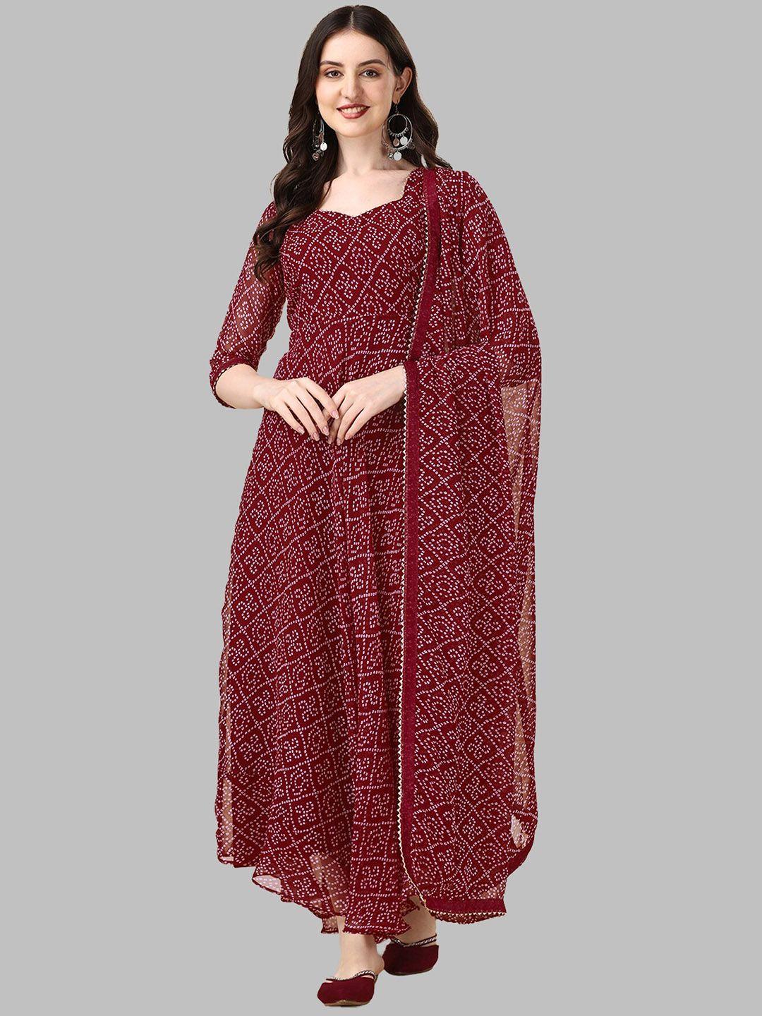 n n enterprise printed detailed fit & flared ethnic dress