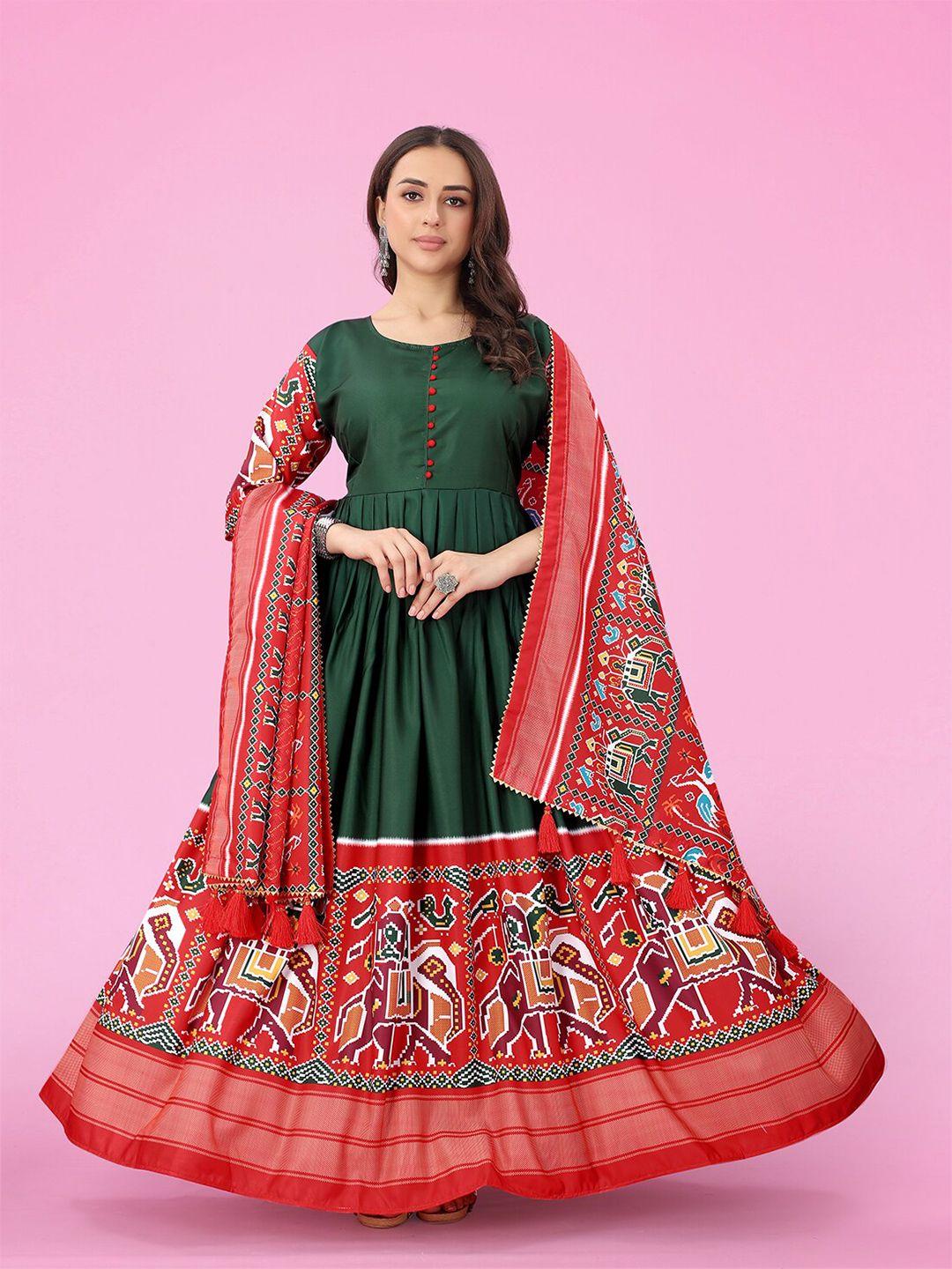 n n enterprise printed ethnic gown with dupatta