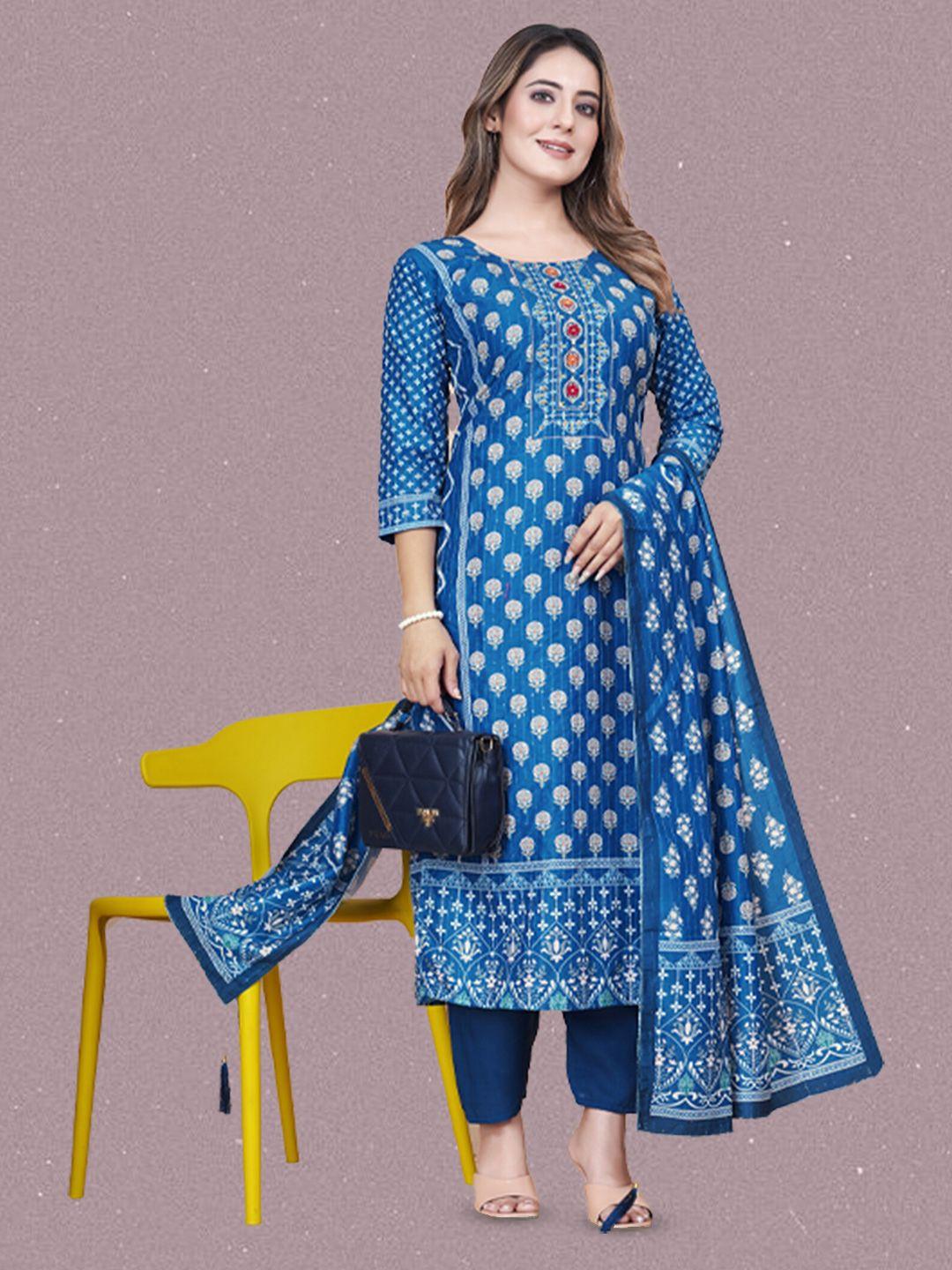 n n enterprise printed thread sequence design kurta with trousers & dupatta