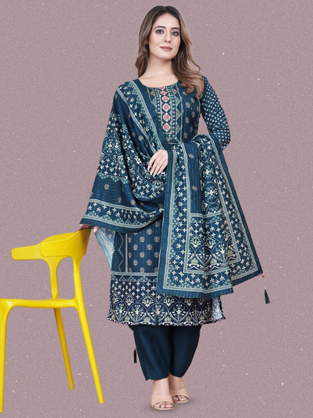 n n enterprise printed thread sequence design kurta with trousers & dupatta