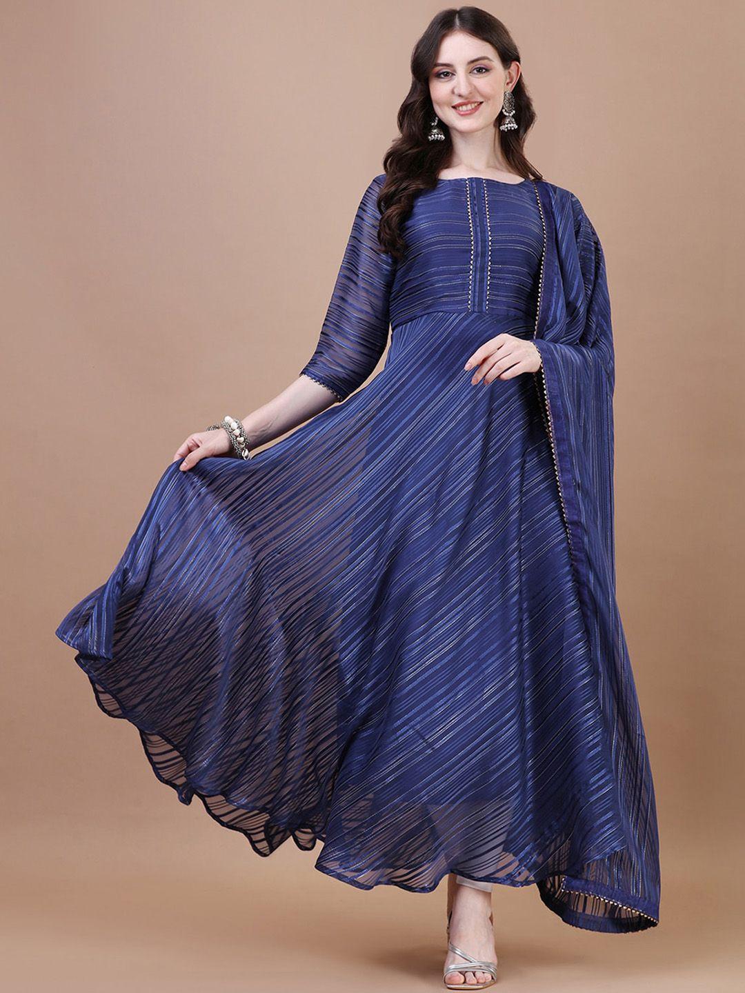 n n enterprise women blue ethnic motifs regular silk georgette kurti with pyjamas & with dupatta