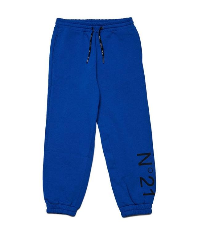 n21 kids blue fleece logo comfort fit joggers