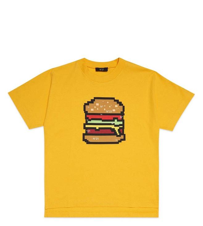 n21 kids yellow hamburger print regular fit t-shirt