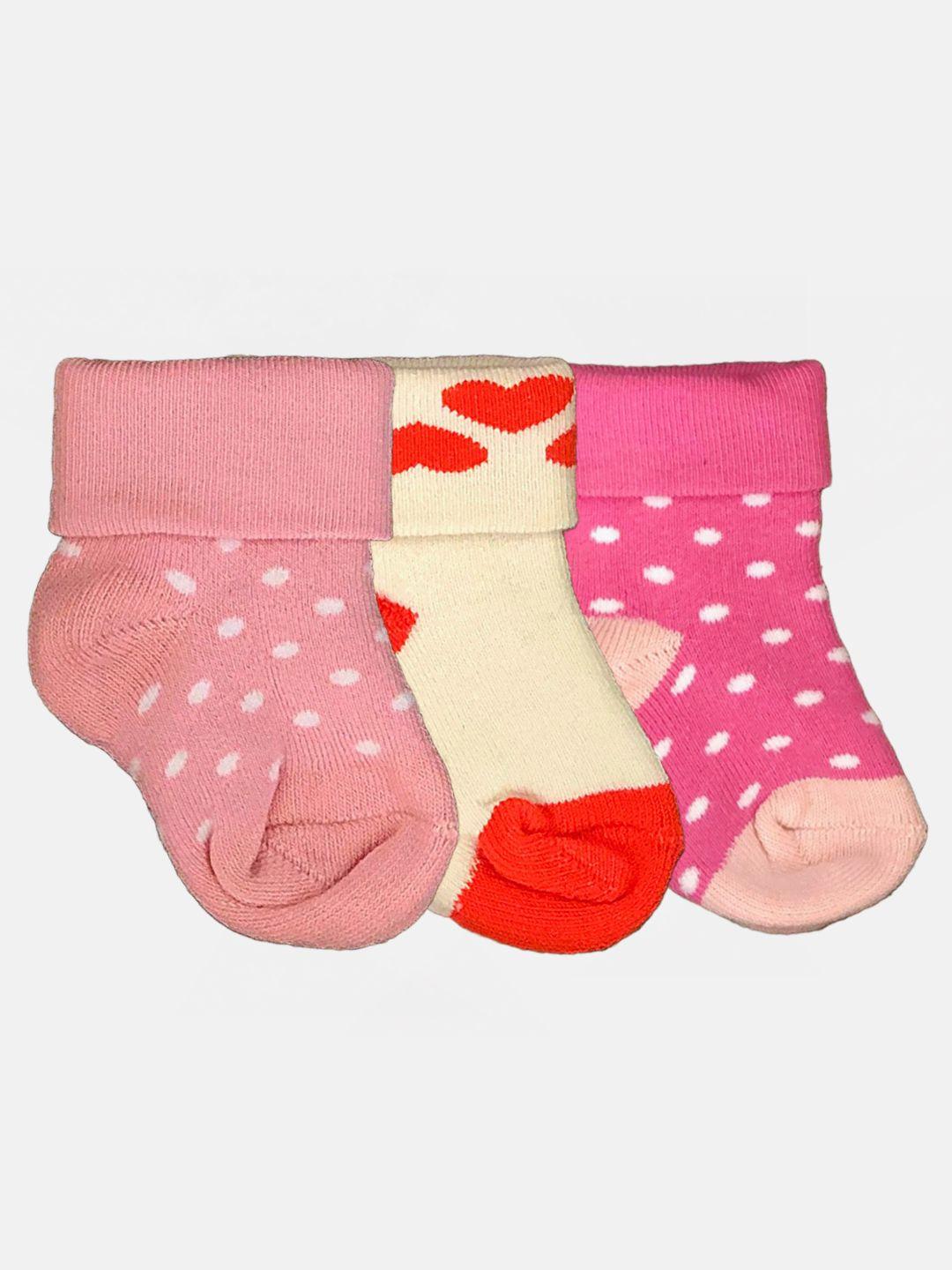 n2s next2skin girls infant pack of 3 patterned cotton ankle-length socks