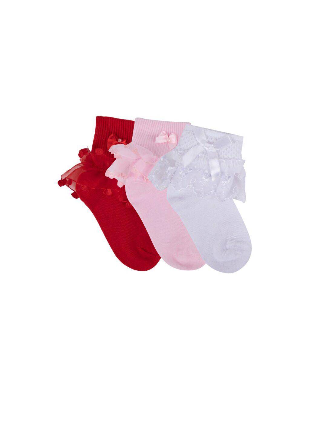 n2s next2skin girls pack of 3 assorted frill combed cotton above ankle-length socks