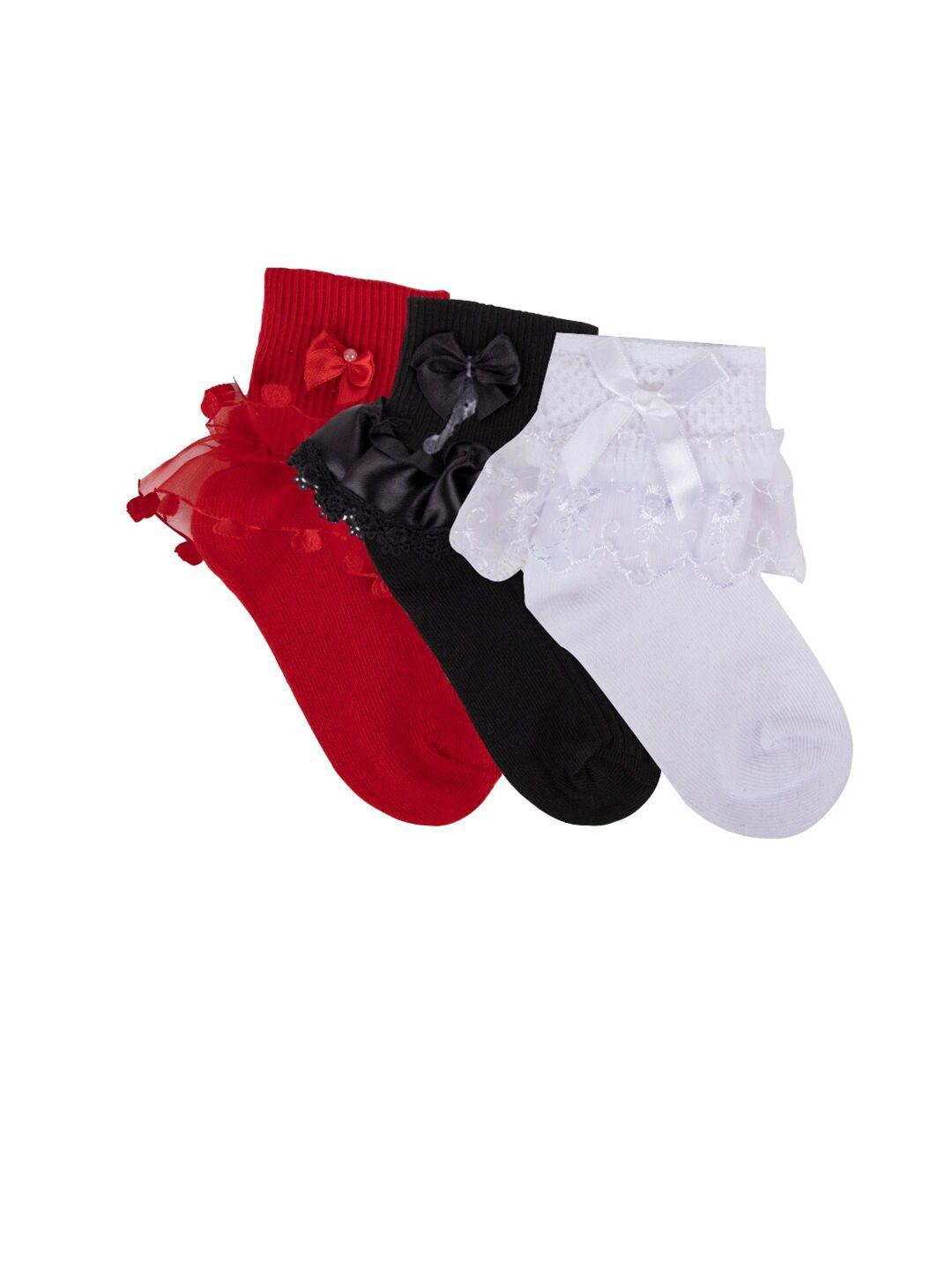 n2s next2skin girls pack of 3 assorted frill combed cotton above ankle-length socks