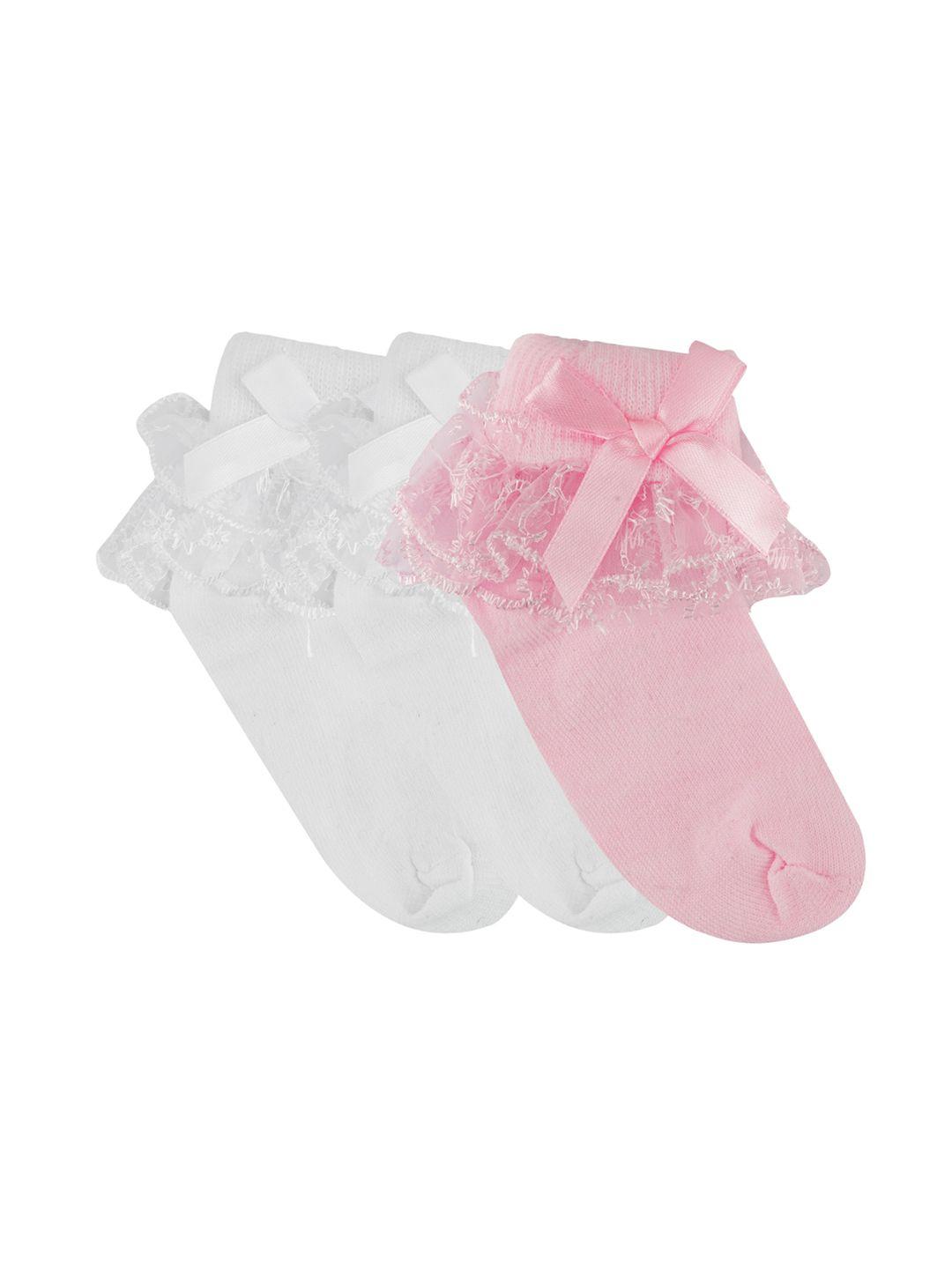 n2s next2skin girls pack of 3 pairs pink & white patterned cotton socks