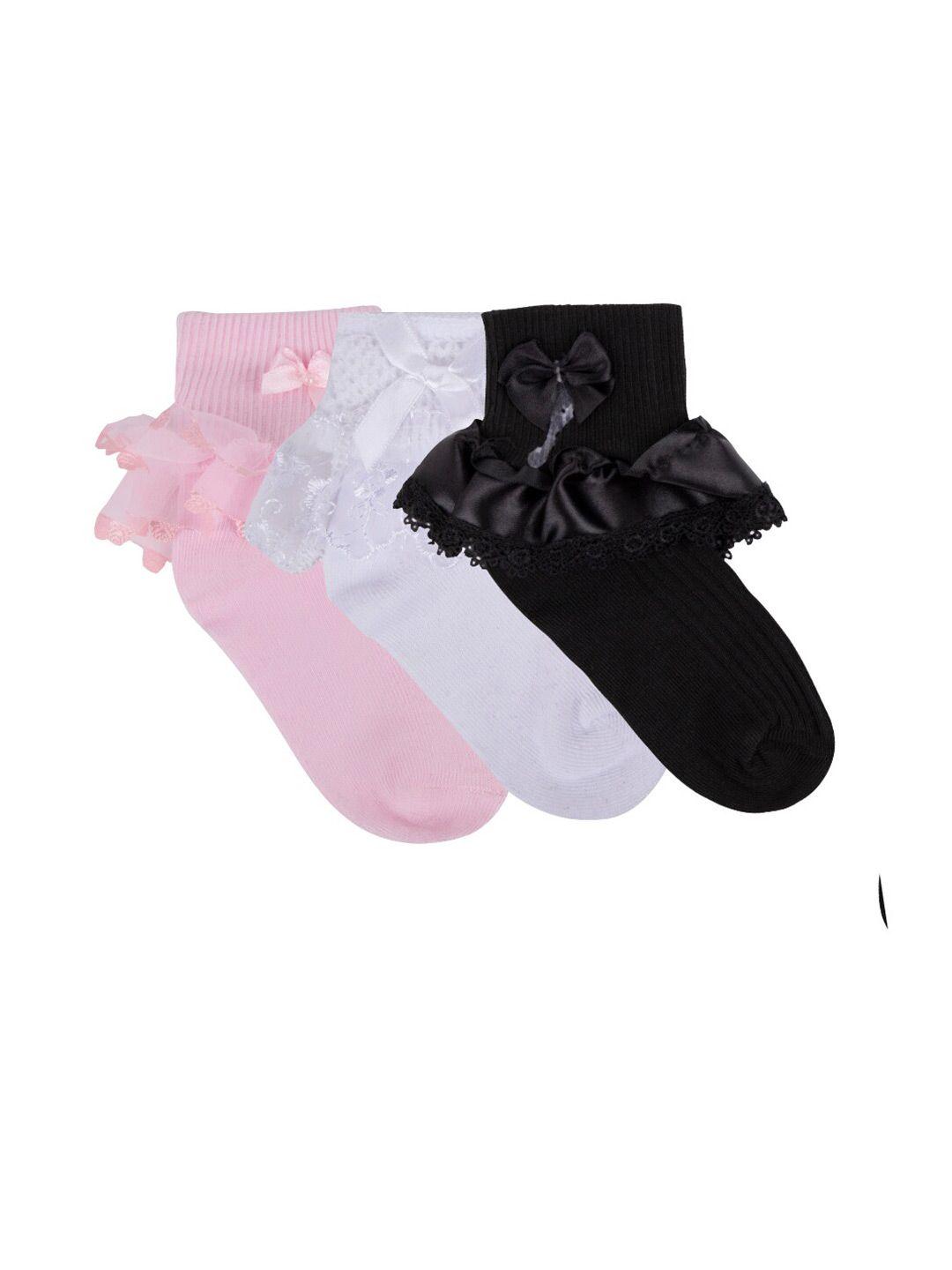 n2s next2skin infant girls pack of 3 assorted frill above ankle-length socks