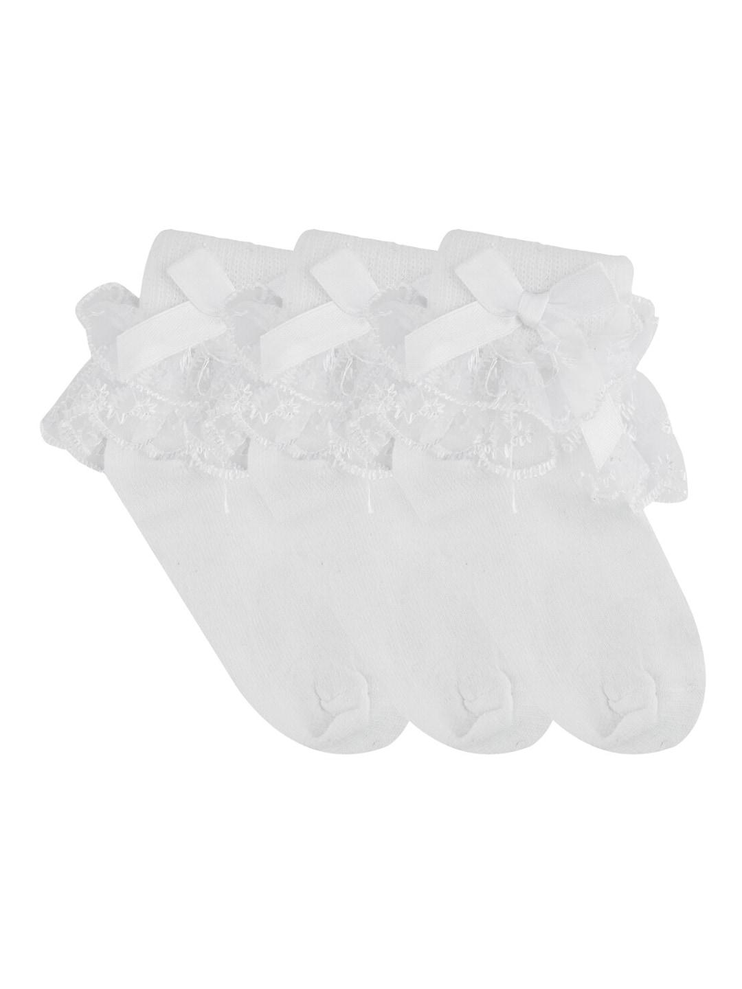 n2s next2skin infant girls pack of 3 assorted super combed cotton above ankle-length socks