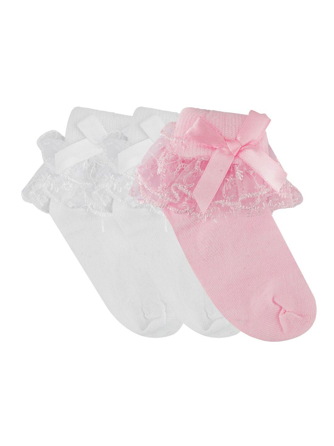 n2s next2skin infant girls pack of 3 assorted super combed cotton calf-length socks