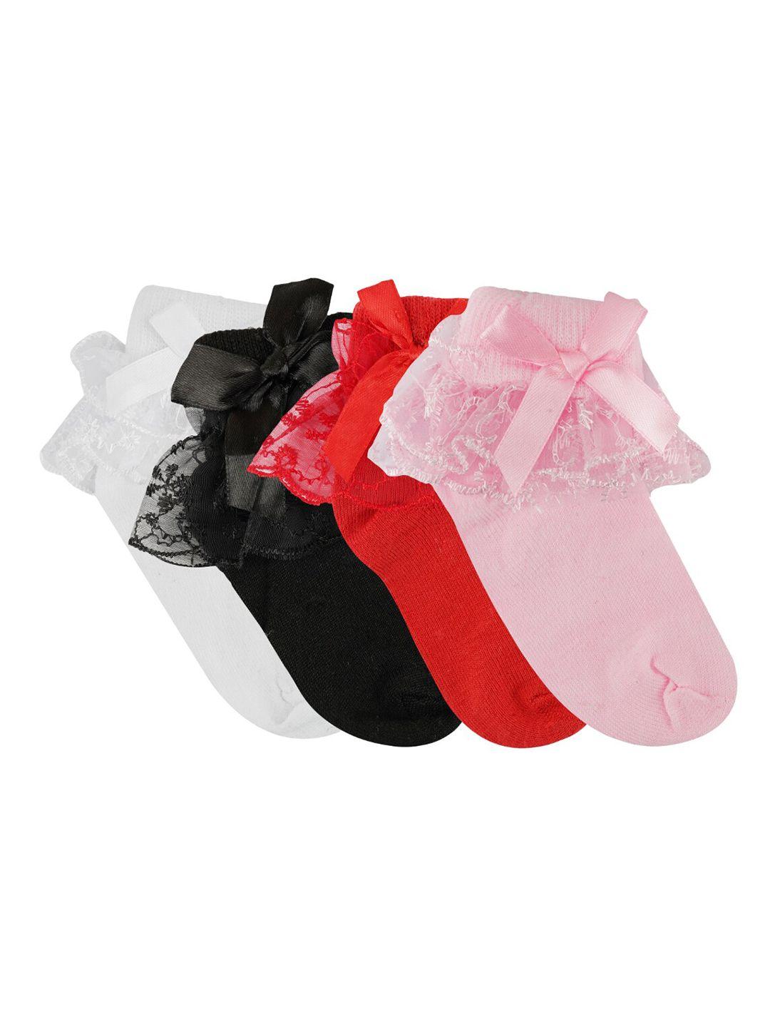 n2s next2skin infant girls pack of 4 assorted cotton calf-length socks