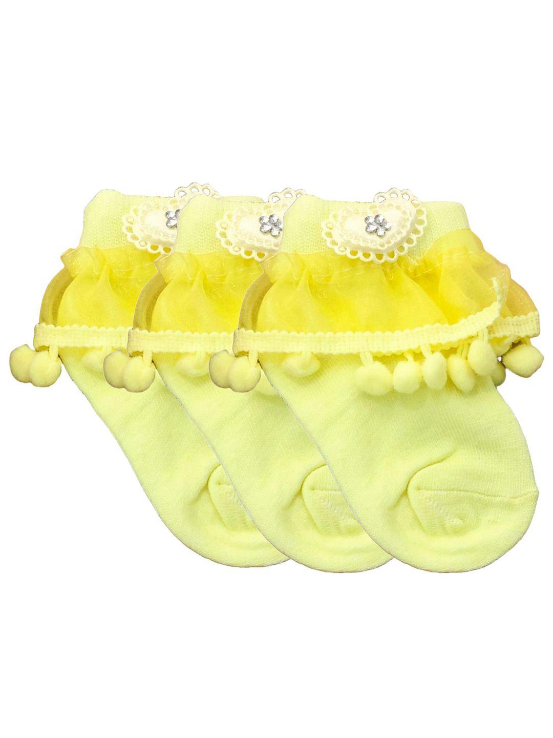 n2s next2skin infant set of 3 girls yellow cotton socks with frills