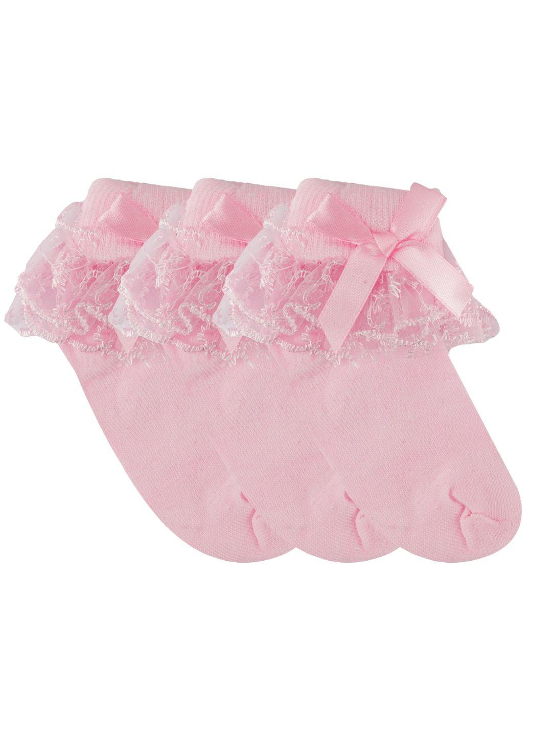 n2s next2skin pack of 3 girls pink cotton socks with frills