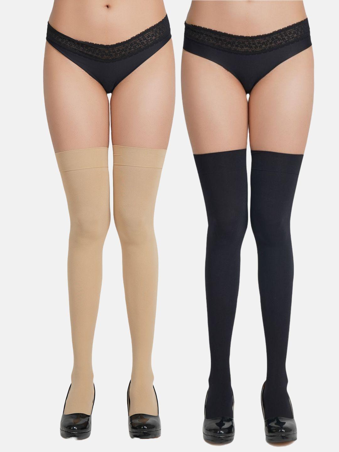 n2s next2skin women pack of 2 opaque thigh high stockings