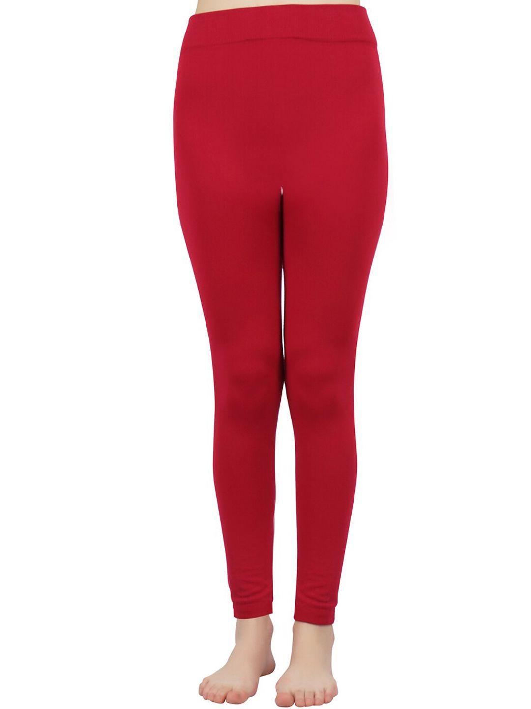 n2s next2skin women red fleece solid thermal bottoms