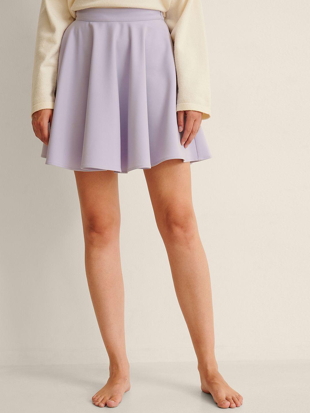 na-kd women purple solid mini a-line skirt