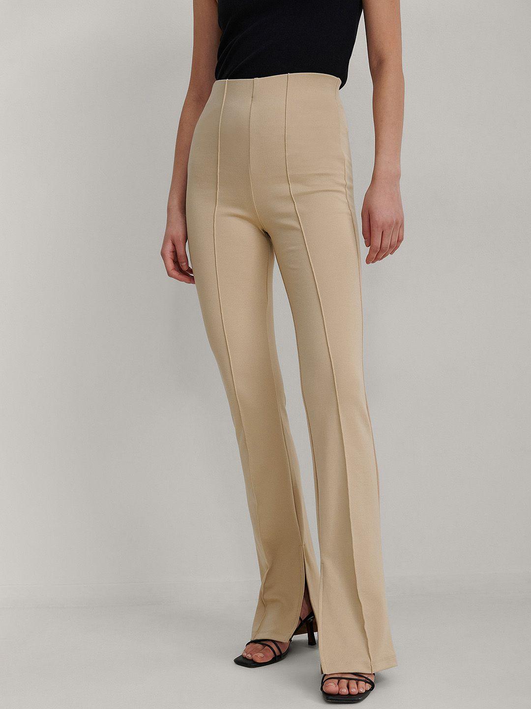 na-kd women slit detail pleated trousers