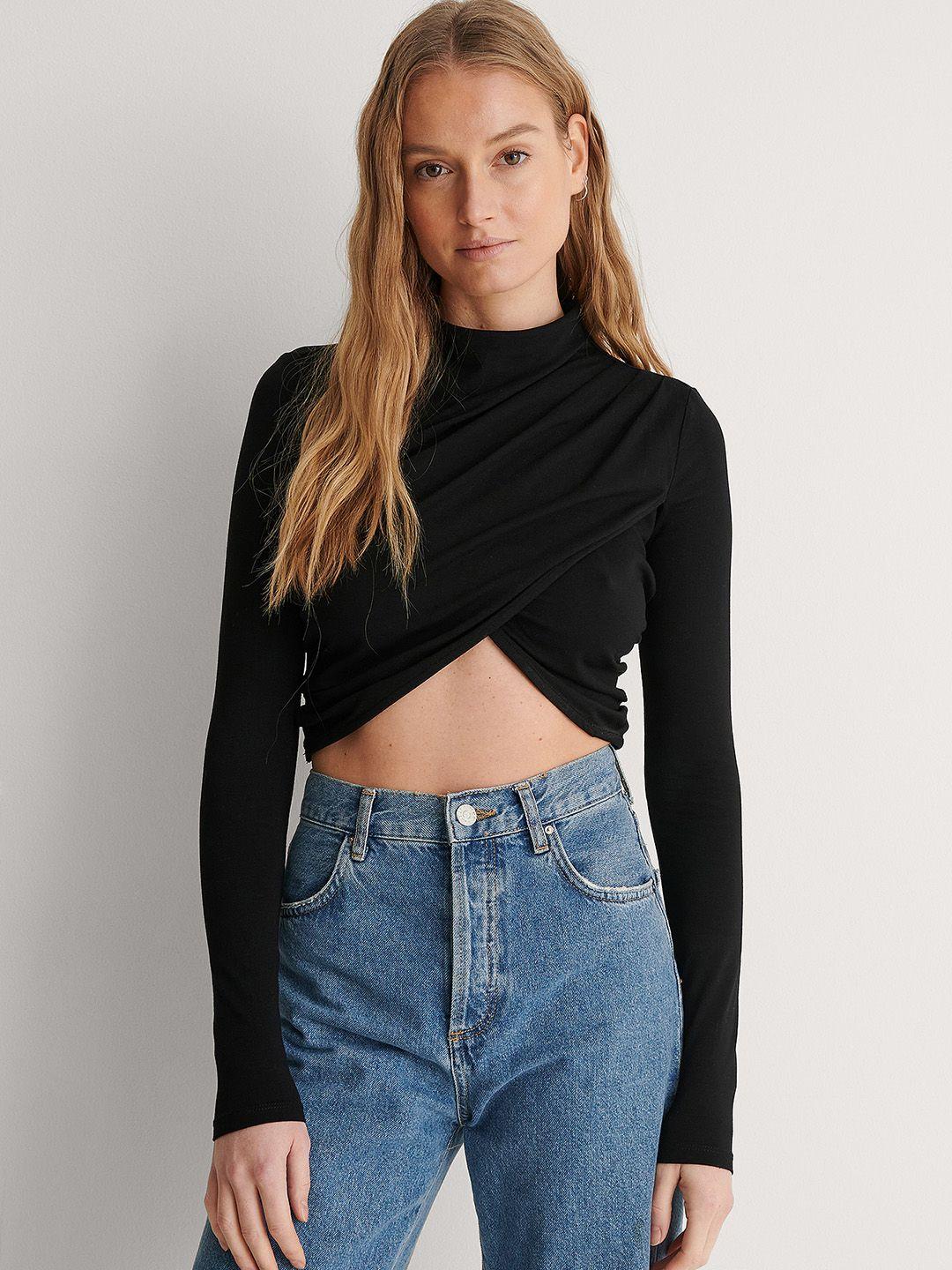 na-kd high neck crop fitted top