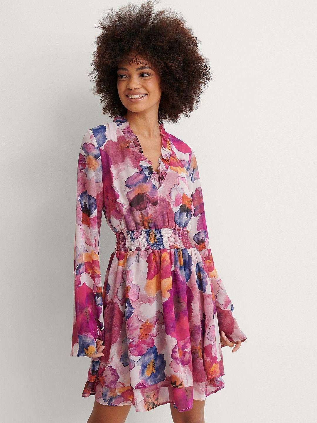 na-kd multicoloured floral mini dress