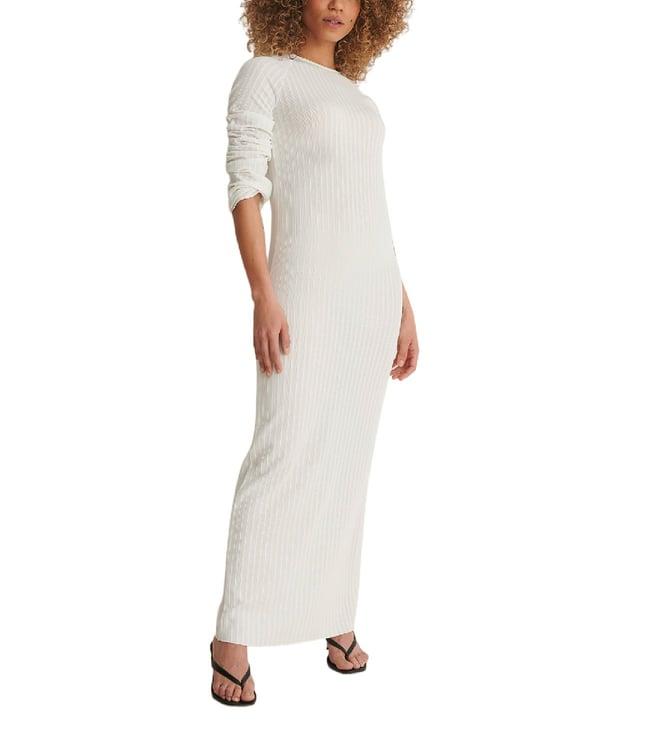 na-kd off white regular fit maxi dress