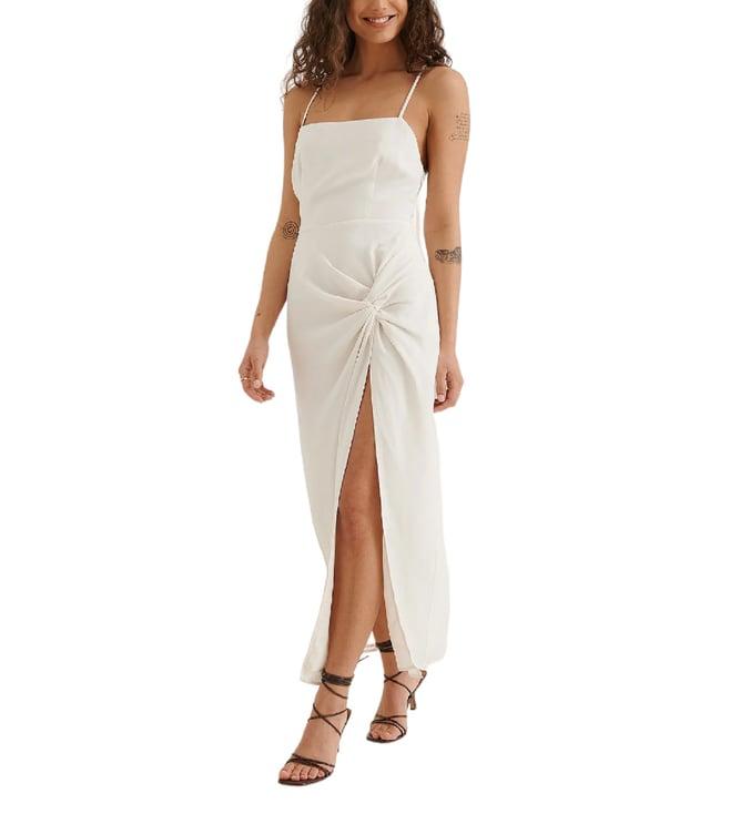 na-kd off white regular fit slit maxi dress