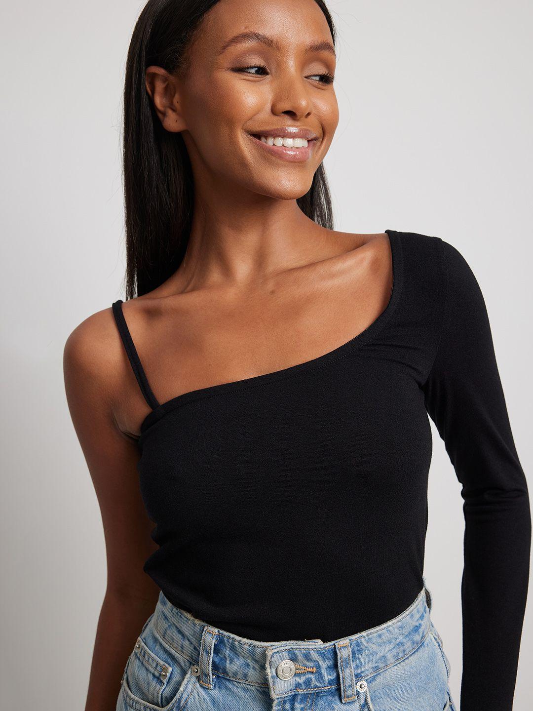 na-kd one shoulder knitted top