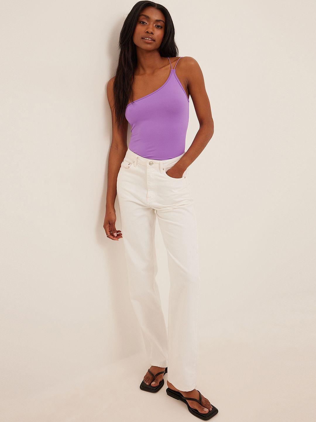 na-kd one shoulder styled back fitted top