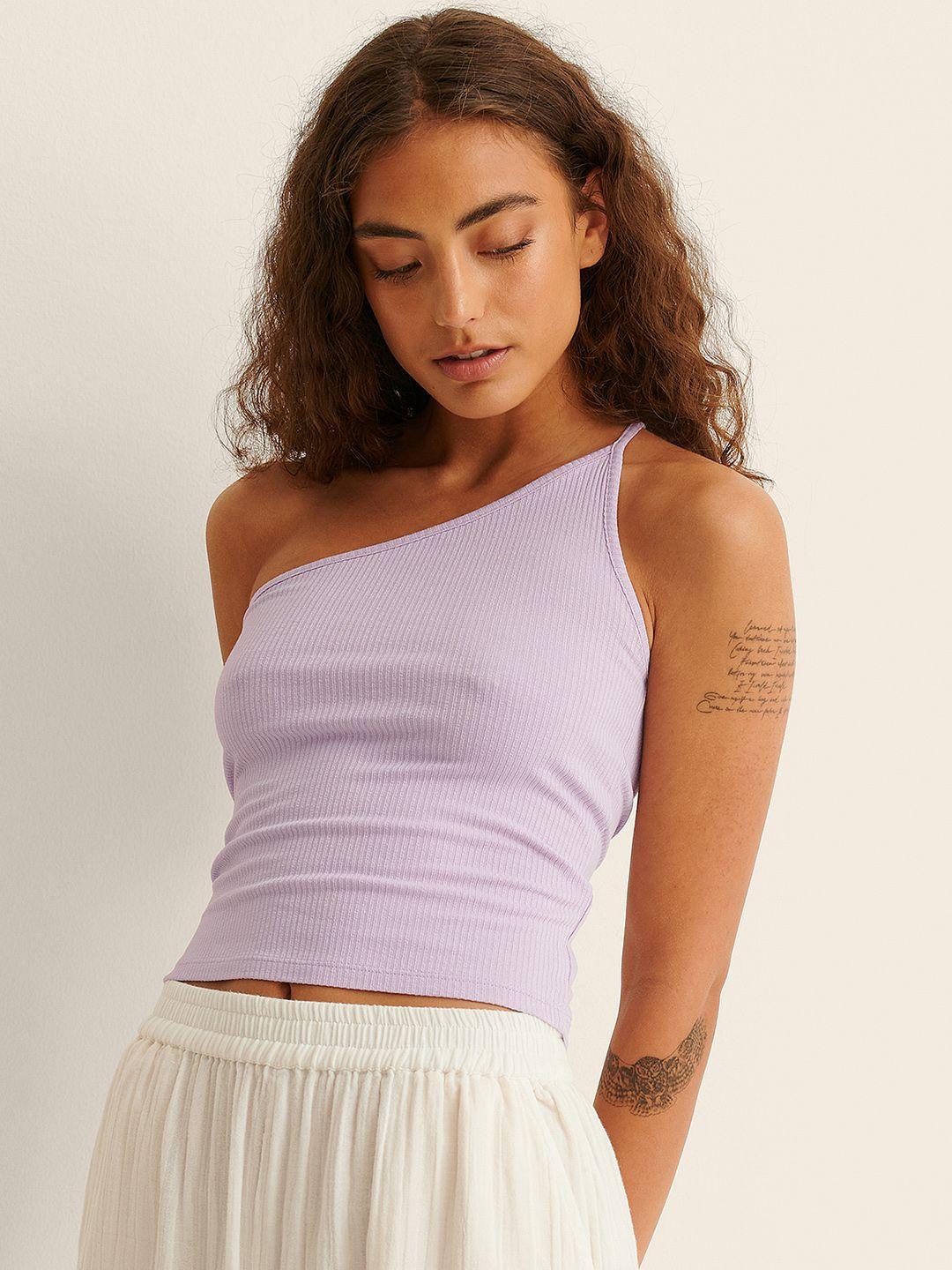 na-kd purple one shoulder top with stylized back