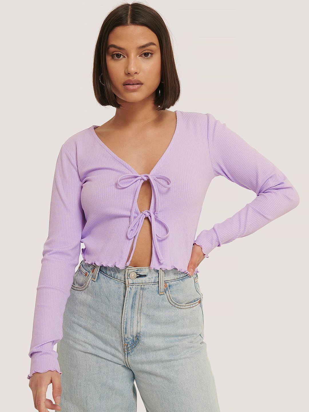 na-kd ribbed tie-up crop top