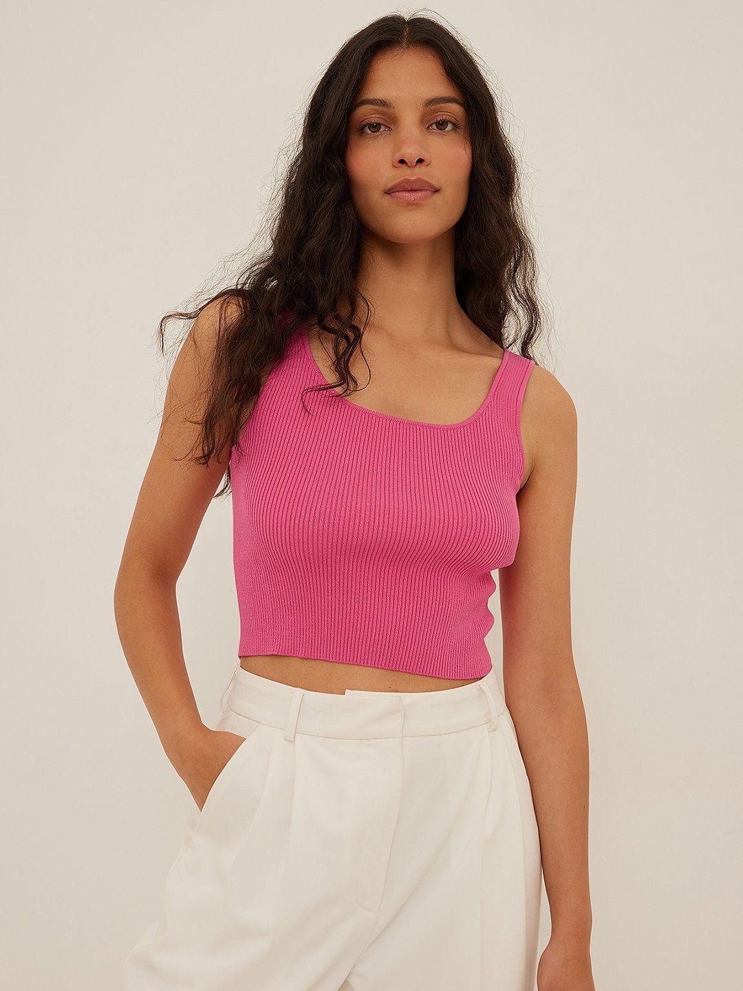 na-kd square neck ribbed fitted crop top