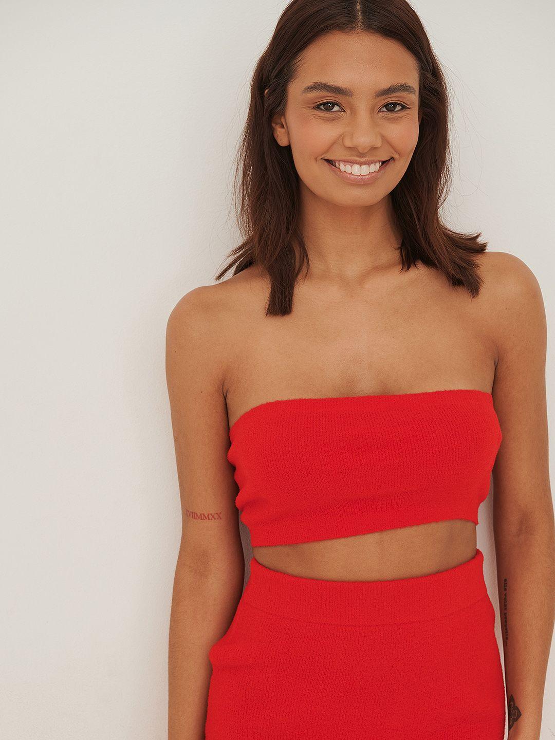 na-kd women red off-shoulder tube top