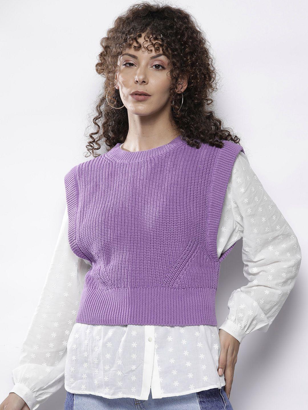 na-kd women round neck knitted sleeveless sweater vest