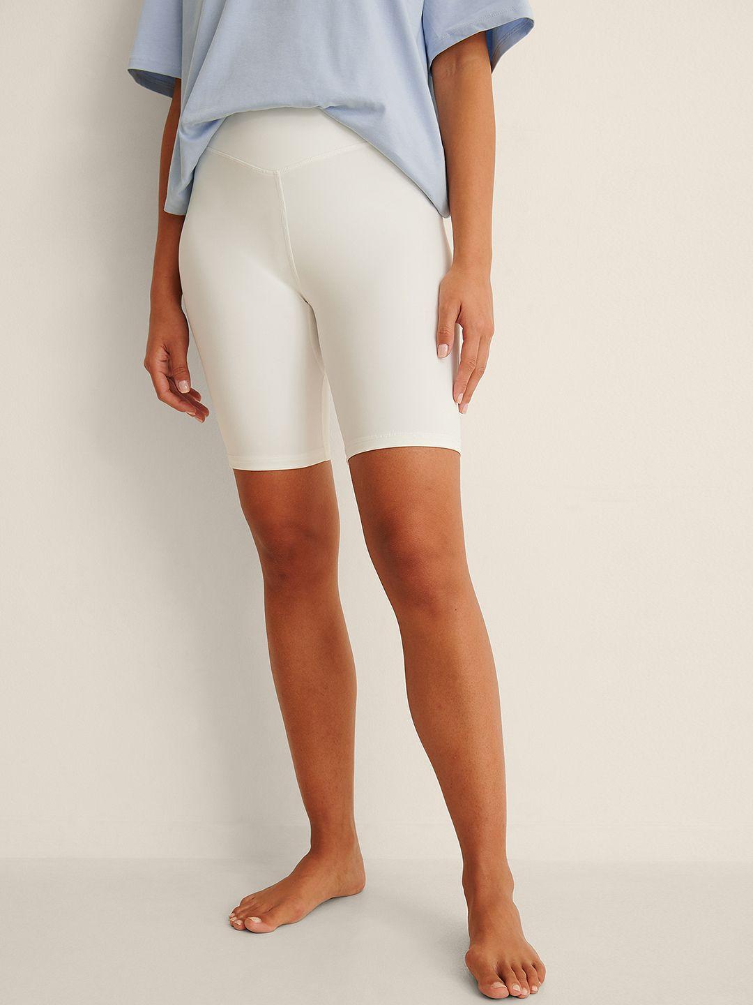 na-kd women white slim fit shorts