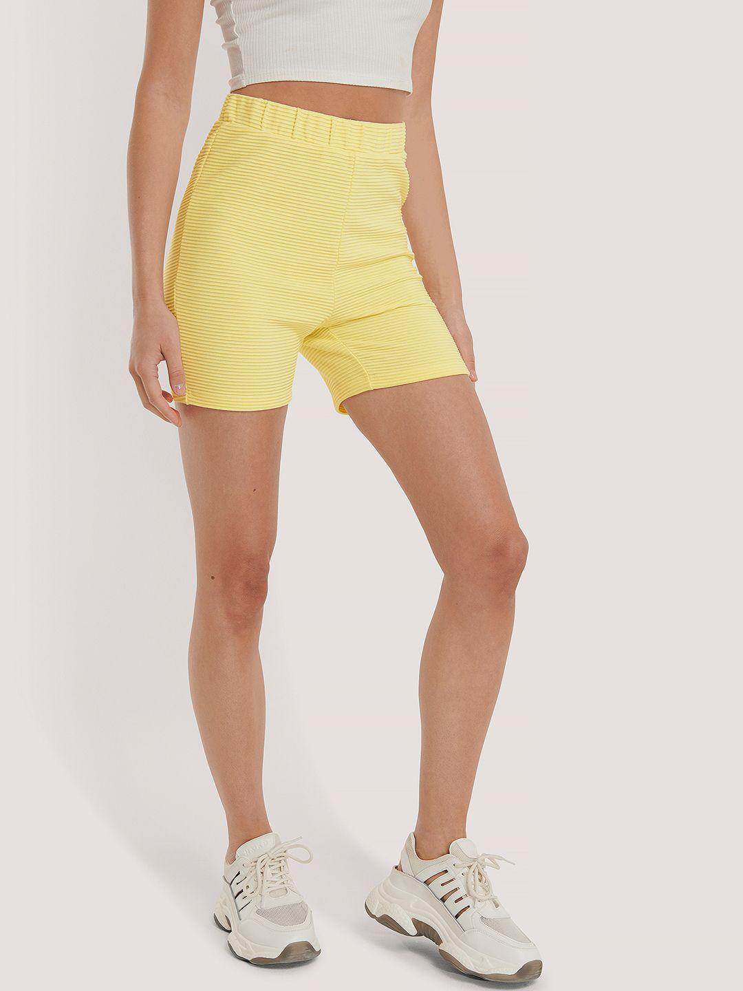 na-kd women yellow slim fit high-rise hot pants shorts