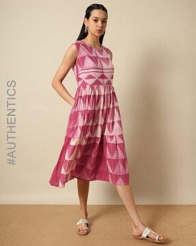 naari shibori sleeveless tiered cotton dress