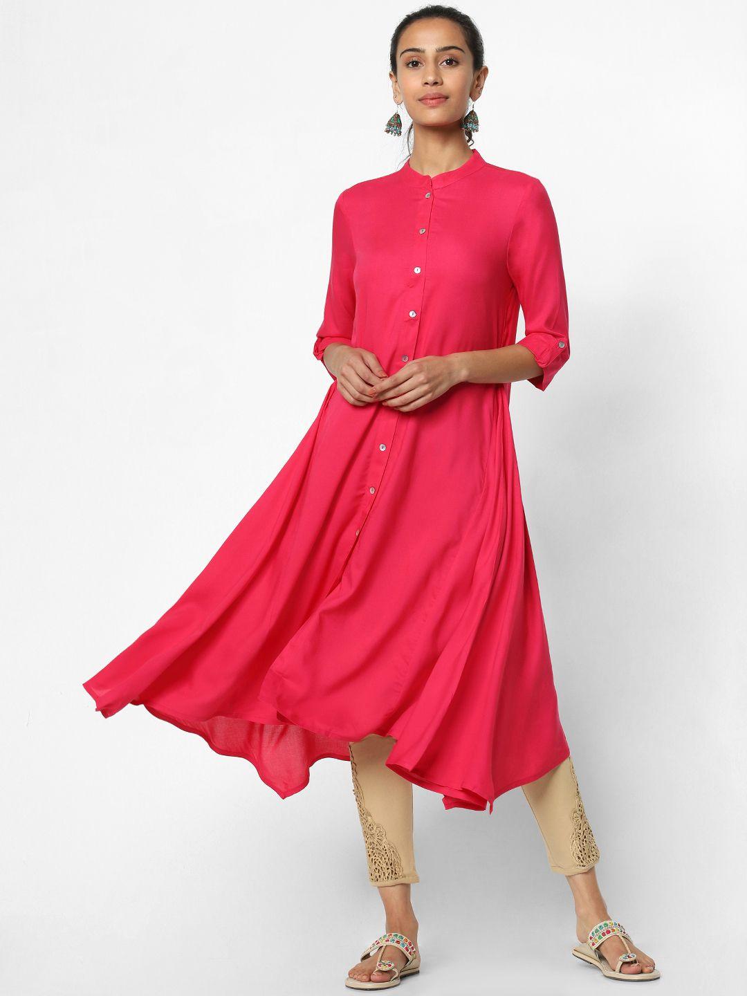 naari women pink solid a-line kurta