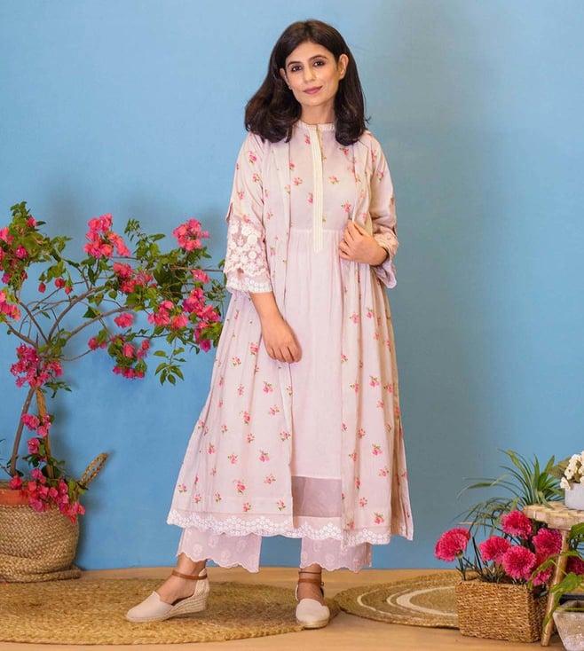 naaz by noor muted lilac outbloom kurta pant set