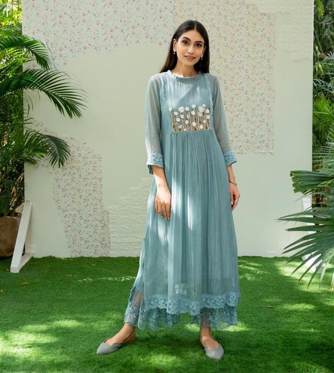 naaz by noor pastel embroidered kurta set