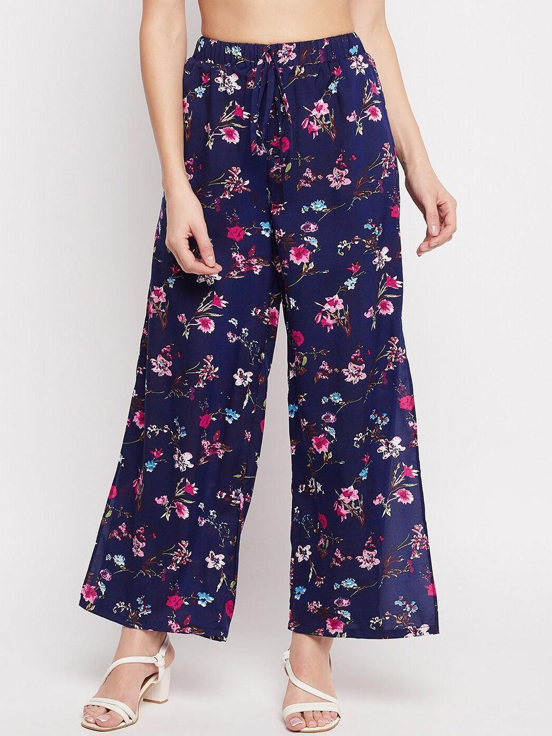 nabia women floral printed relaxed high-rise pleated trousers