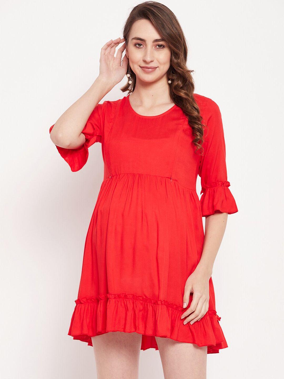 nabia bell sleeves flounce mini maternity empire dress